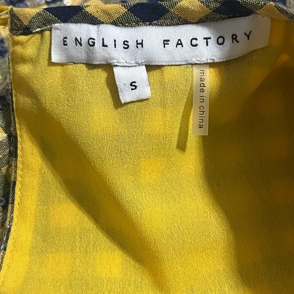 ENGLISH FACTORY SEQUINS PUFF SLEEVE GINGHAM TOP SMALL - Picture 6 of 9
